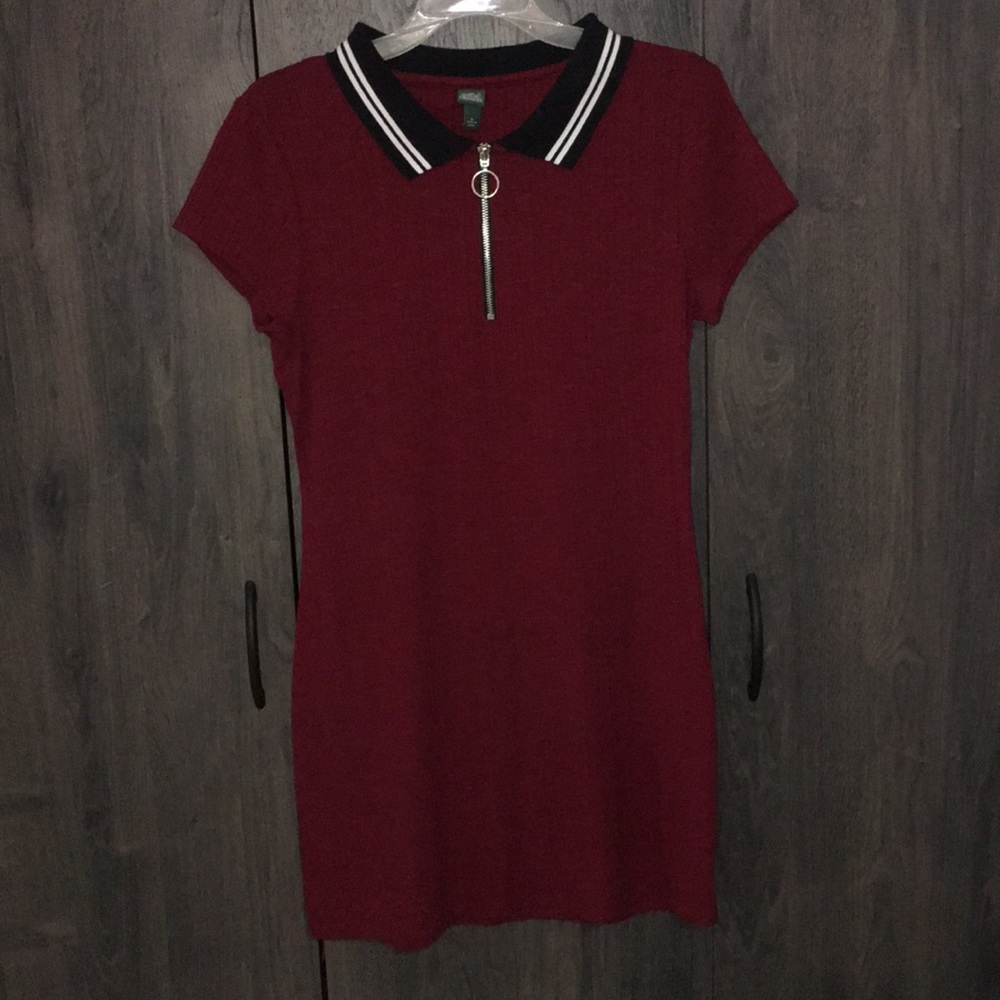 New, Cute,form fitting,cotton,Burgundy dress